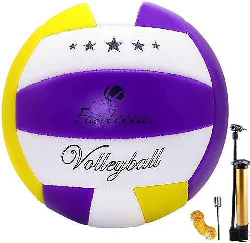 Fantecia Volleyball for Indoor Outdoor, Soft Touch Volleyball for Beach/Pool/Training, Official Size 5 Volleyball Ball