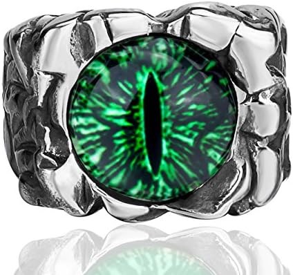 Men's Women's Stainless Steel Ring Gothic Green The Devil's eye Retro Jewelry Size 10