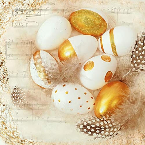 Ambiente Pack of 20, 3-ply paper napkins, 33 x 33cm Luncheon Size, Golden Eggs
