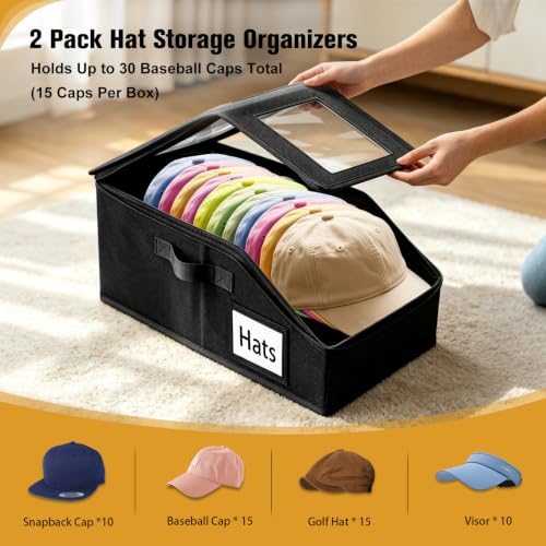 KIPHCA Hat Storage for Baseball Caps, 2 Pack Hat Organizer for 30 Caps - image 4