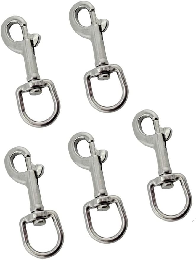 5PCS 65mm Stainless Steel 316 Swivel Eye Bolt Spring Snap Hook High Polish Hooked Quick Snap Hook - (Color: Stainless steel 316, Size: 65mm)