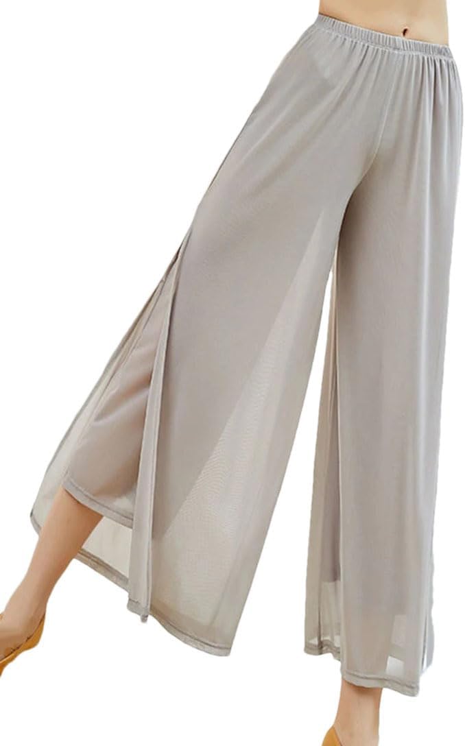 Women Classical Dance Flowy Pants Light Weight Water-Yarn Wide-Leg Pant Chinese Style Body-Rhyme Practice Wear