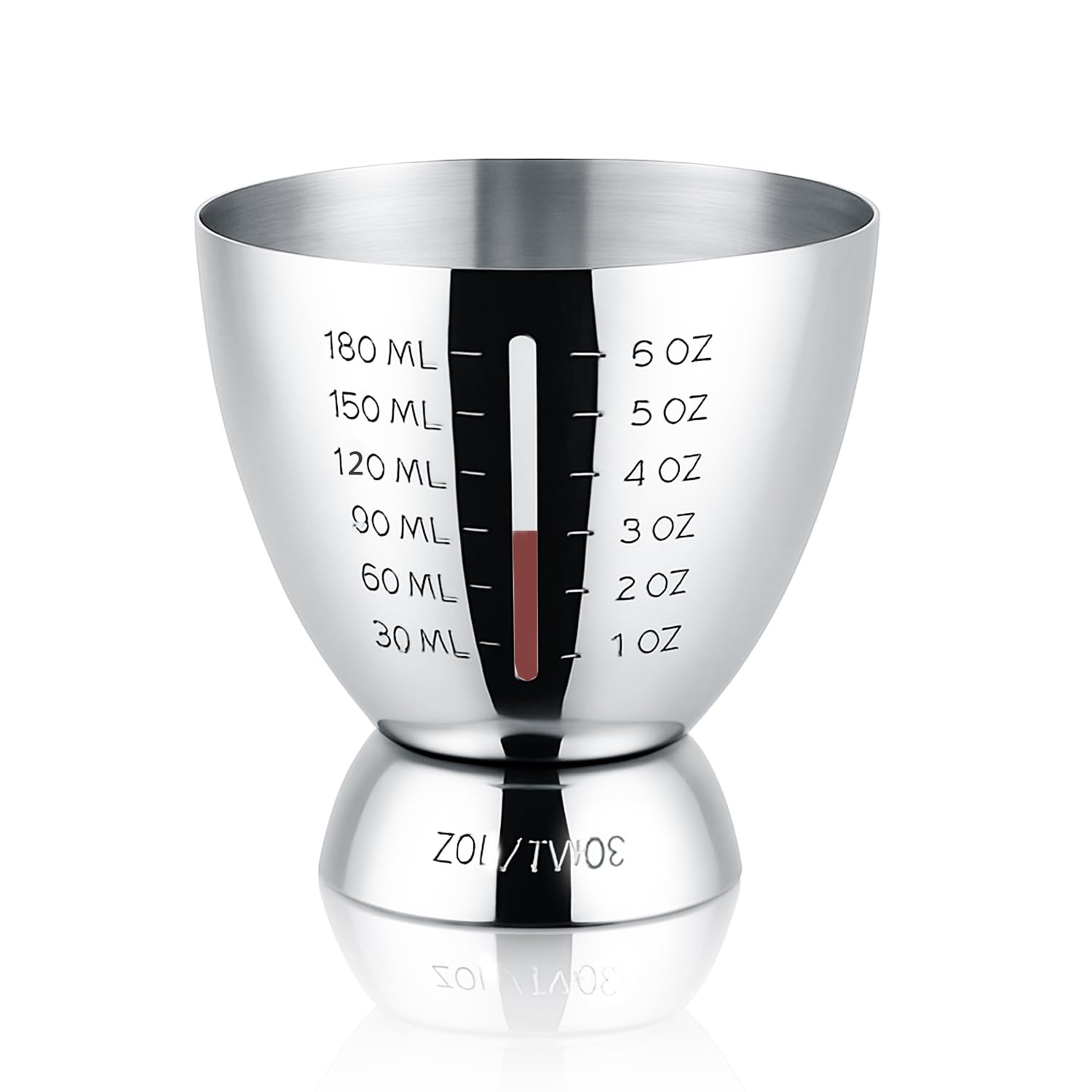 Stainless Steel Cocktail Jigger with OZ&ML Markings, 1–6oz