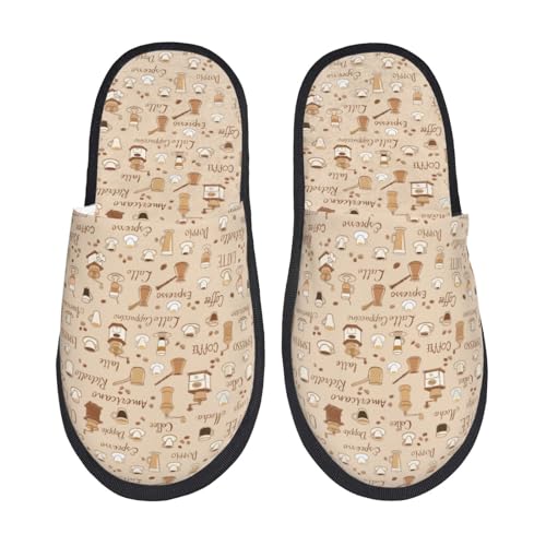 Coffee Time Print House Slippers For Women And Men,Soft Slippers With Memory Foam,Non-Slip Indoor Home Shoes