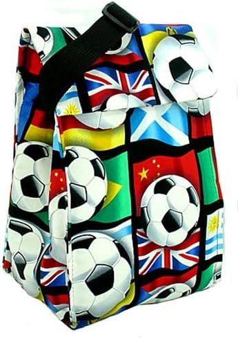 Cool Tote Insulated Lunch Bag Grande Cooler Tote with Freezer Pack. Reusable for Kids, Teens, and Adults. (Soccer)