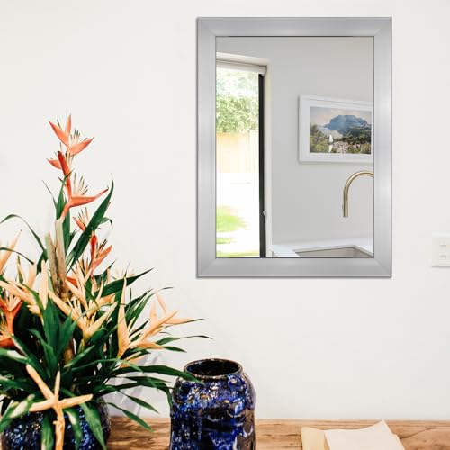 Image of Ruomeng Wall Mirror Rectangle Decorative Mirror 12x16 Inch, Nickel