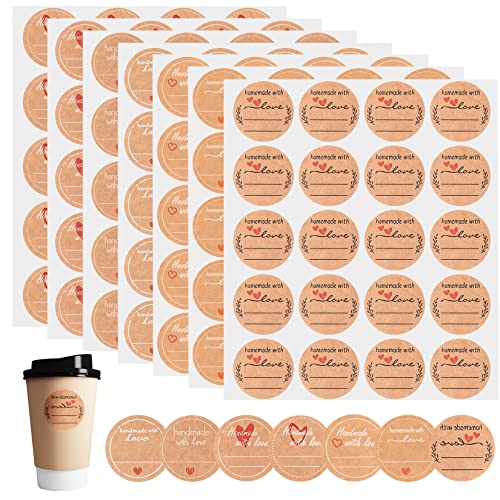 700 unidades/35 hojas de etiquetas autoadhesivas, papel de estraza de 3,8 cm para etiquetar, para tarros de mermelada, botellas, bolsas de regalo, sobres Cover