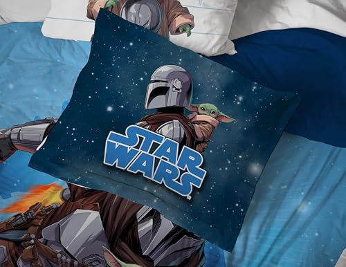 Image of Jay Franco Kids Bed Set, Blue, The Mandalorian, 7 Piece Queen