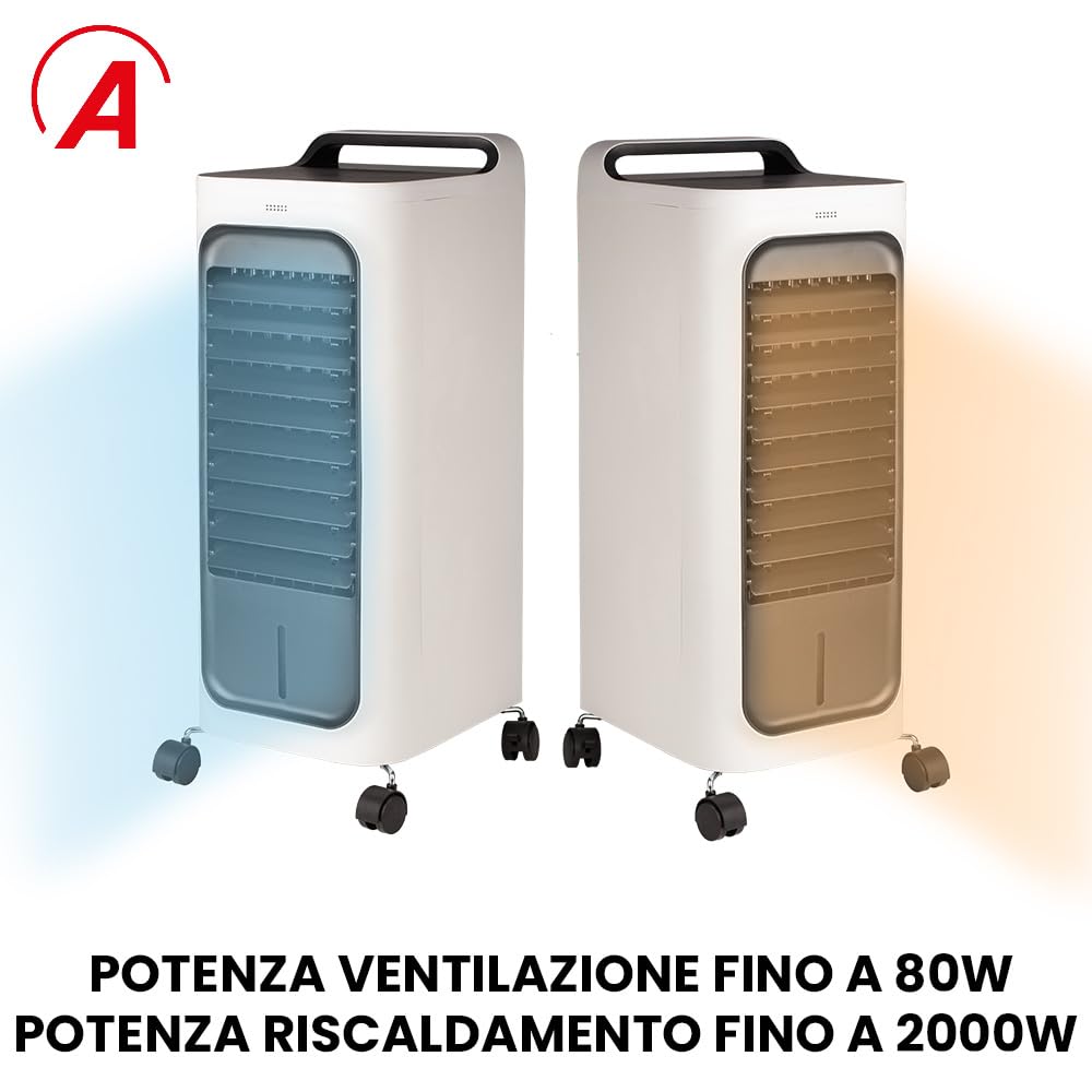 Ardes TAO Circulateur d’Air 80W 2 en 1 avec Oscillation Automatique, 3 Vitesses, 2 Niveaux de Chaleur, mando, Écran LED, Réservoir 5 L et Filtre Anti-Poussière