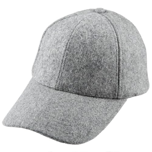 Sportmusies 6 Panel Wool Blend Baseball Cap for Men Women Adjustable Winter Warm Dad Hat Sport Outdoor Light Gray