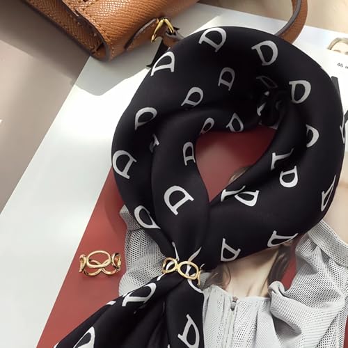 Image of SYWDUDUCLT Scarf Ring for Women's Shawl, Silk Neckerchief, Tshirt, Gold /Sivler, S /M /L, 2 Pcs
