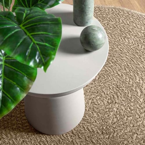 Tapis beige Ø 120 cm aspect jute résistant aux UV pour salon