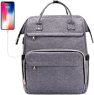 ERIHOP Laptop Backpack for Women, 17 / 17.3 Inch Laptop Bag with Many Pockets, Fashion Backpack Purse, Work Backpack Tote Computer Bag with Charging Port, College Bookbag, Travel Backpack, Grey