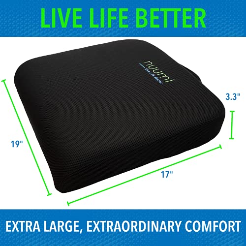Nuumi Extra Large Memory Foam Seat Cushion With Lint Roller For Easy Care, Washable Covers & Carry Handle - Comfort Cushion For Office, Car & Wheelchair - Improves Posture & Circulation #TOP2