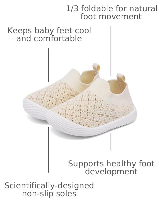 Image of MORENDL Baby Toddler Walking Socks Non-Slip Breathable Unisex Casual Sneakers
