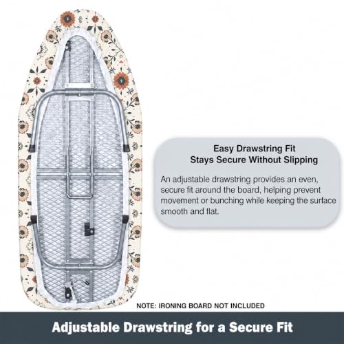 Image of Small Ironing Board Cover and Pad 12.5 inchx30 inch, Silicone Coated Scorch Resistant Pure Cotton, Small Iron Board Cover with Padding, Tabletop Mini Ironing Board Cover and Pad, Drawstring Floral