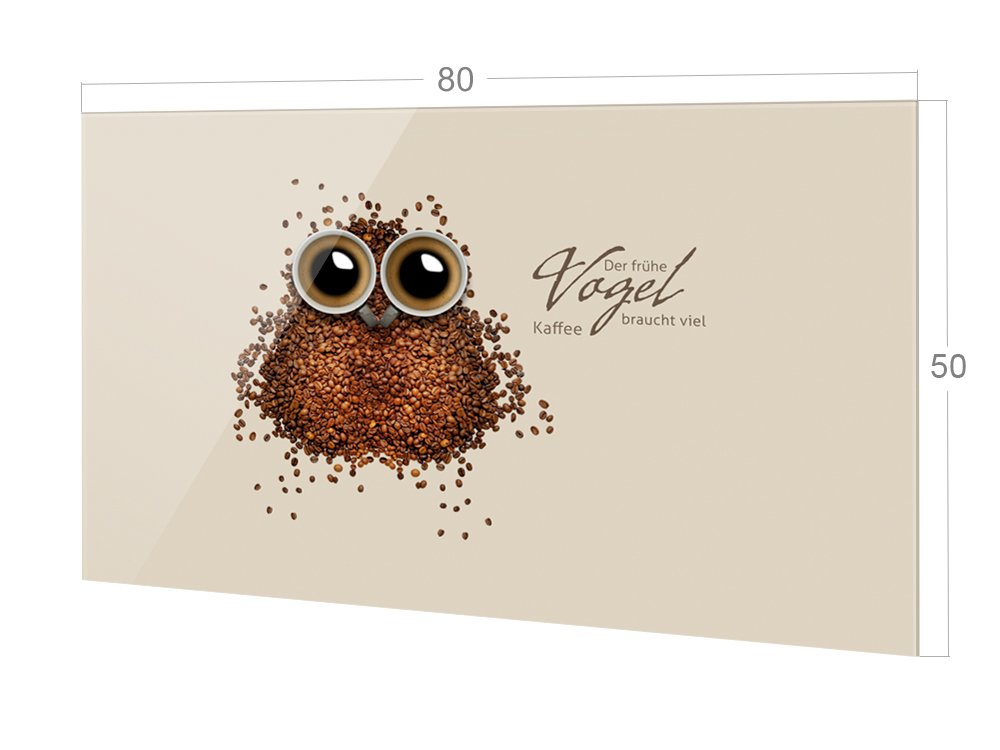 GRAZDesign Küchenrückwand Glas Sprüche Kaffee Lustig Spritzschutz Herd | Druck hinter Glas | Bild Motiv braun Rückwand Küche, Glasplatte mit Motiv Küchenmotive, 80x50cm