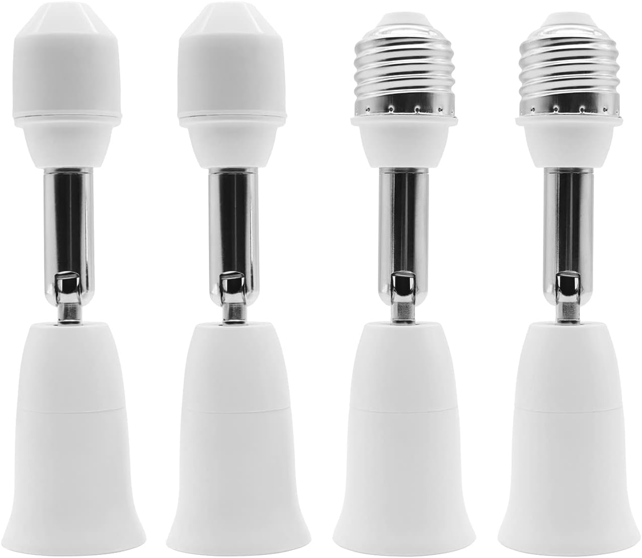 E26/E27 Light Socket Extender, 4.5 Inch Extension,Adjustable Vertical 90°Horizontal 360°, 100V - 250V, Max 150W, Medium Screw Base Light Converter Socket Extender,4-Pack