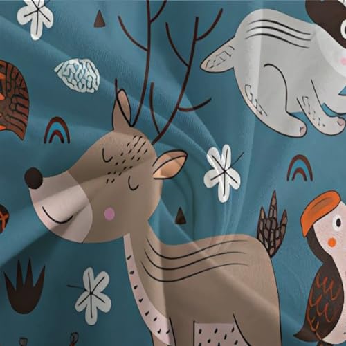 Housse de couette cerf et écureuil 3D pour lit simple 135x200 cm avec taies - 8
