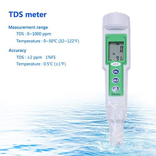 HUBi Tds Water Quality Tester, Water Quality Test Pen Digital Display Water Quality Tester Portable, for Water Quality Test