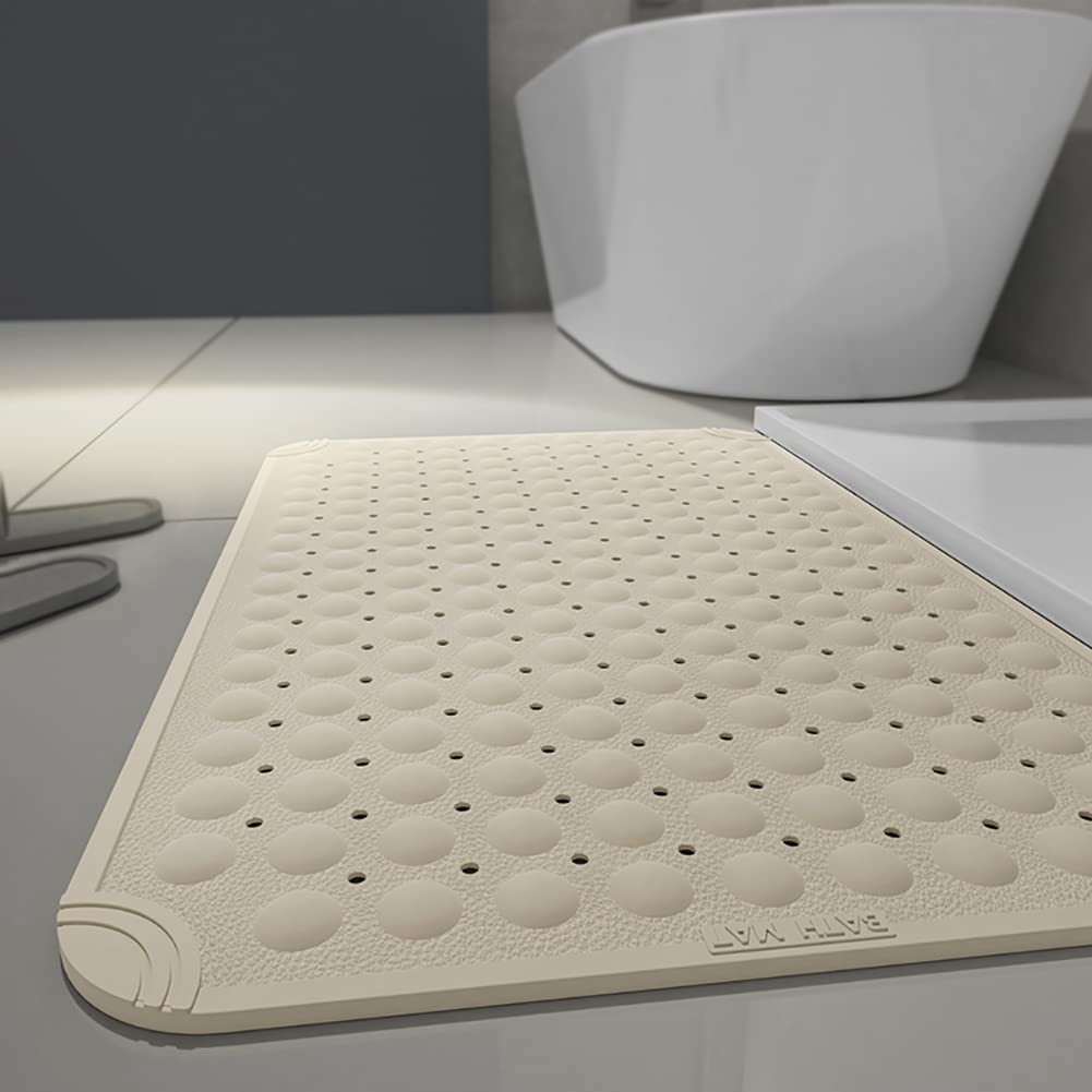 Shower mat, Bath mat Non Slip Mat Shower Mats, Bathroom Bathtub Floor Massage With Suction Cups & Drainage Hole(Khaki,38x70cm)