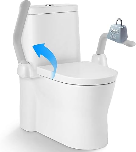 YUCHENGTECH Rieles de seguridad para inodoro para ancianos (520 libras) Rieles de marco de seguridad para inodoro con asas para reposabrazos,
