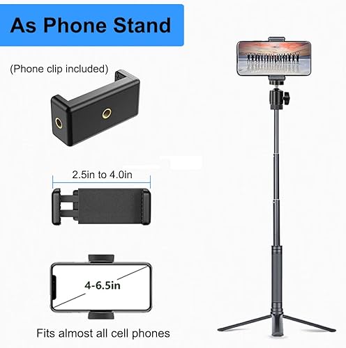 Miniatura 4 de Soporte de cámara web de 30 pulgadas de alto, trípode extensible para cámara web de escritorio, trípode para cámara web de aluminio, soporte para