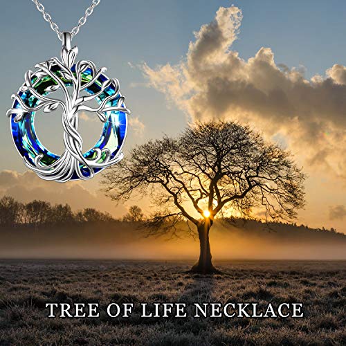 Toupop Gifts For Women Sterling Silver Family Tree Of Life Pendant Necklace With Blue Circle Crystal Birthday Anniversay Christmas Mothers Day Jewelry Gifts For Women Girls Her Mom Daughter #TOP4