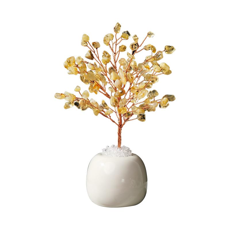 Arbre de chance naturel en cristal citrine pour harmoniser l'atmosphère de votre salon