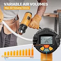 SEEKONE Professionelle Heißluftfön 2000W 50℃-600℃ mit Großem Digitalen LCD Bildschirm, Industrielles Heißluftpistole Set Variable Temperaturregelung, Einschaltspeicher, ℃-℉-Umwandlung – Ansicht 3