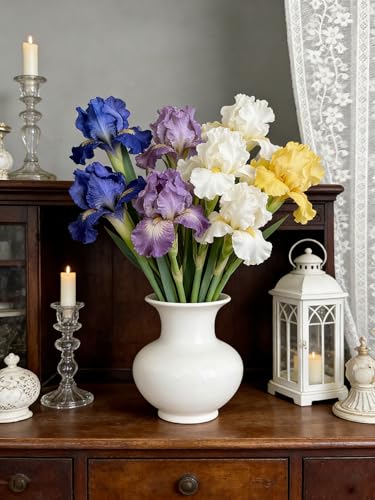 Iris artificiels bleus en soie | Lot de 4 fleurs pour compositions - 5