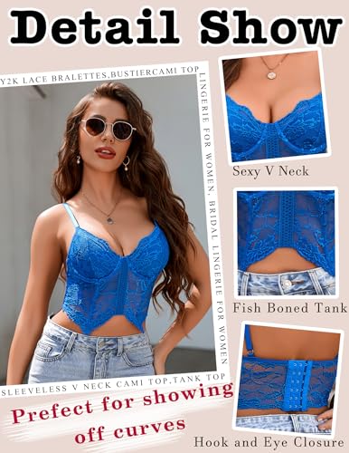 Image of Avidlove Lace Bralettes for Women Y2k Camisole Lingerie Adjustable Strap Crop Top