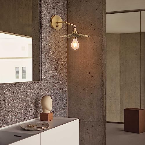Image of Pathson Set of 2 Dimmable Wall Sconce Brass Finish, Hardwired Adjustable Bathroom Wall Vanity Light Bedside Lighting for Living Room Study Room