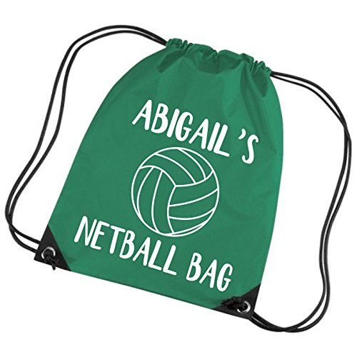 Sac de netball personnalisé prénom enfant cadeau d'anniversaire idéal sport vert