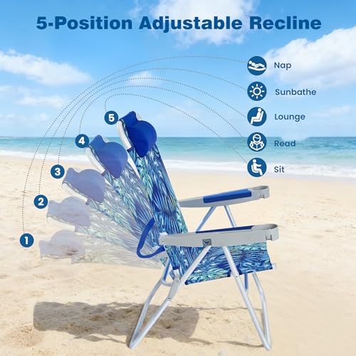 Image of SUNNYFEEL Tall Beach Chair for Adults, High Back High Seat Folding Chairs