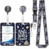 Porte Badge avec Cordon Tour De Cou avec Porte Cartes, Porte Cartes avec Enrouleurs de Badge Rétractable, Détachable Lanyard, Swivel Lobster Clasp, pour porte badges d'Identification (Livre)