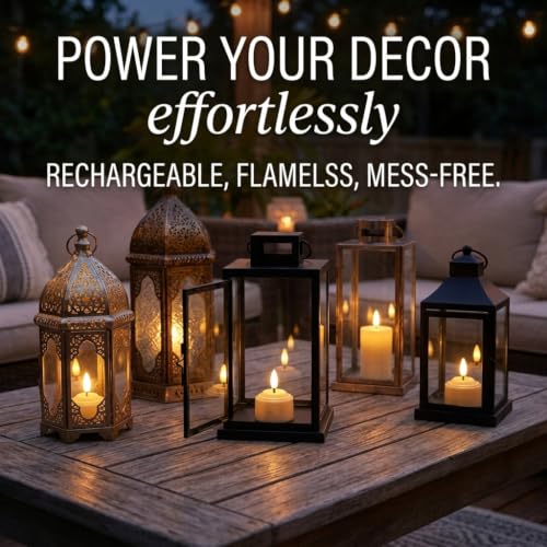 Image of Rechargeable Tea Lights Flameless Candles with Remote Timer & Charging Base, LED Tealight Candles Battery Operated USB Candles for Fall Wedding Christmas Halloween Table Centerpiece Reception, 12-Pack