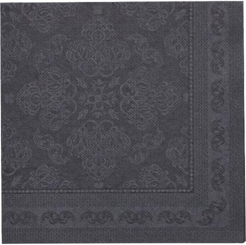 PAPSTAR 250 Servietten "ROYAL Collection" 1/4-Falz 40 cm x 40 cm schwarz "Arabesque" (89277, 5x50 Stück)