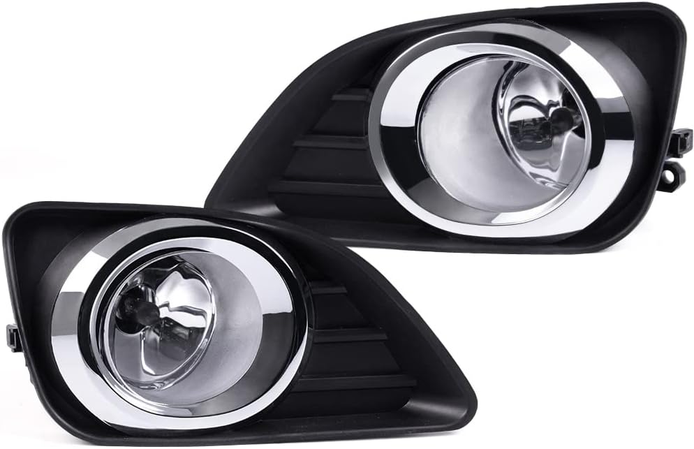 CNNELL Fog Lights Assembly Compatible with Toyota Camry 2010-2011 Signal Lights Front Bumper Fog Lamps Left Driver & Right Passenger Side Clear Lens Chrome Housing