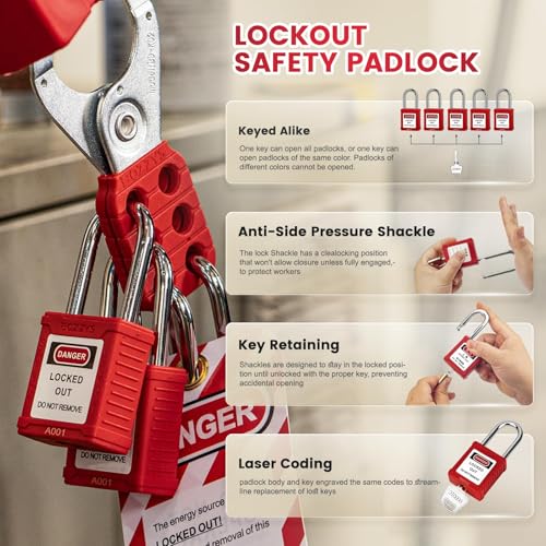 Image of Lockout Tagout Locks 12-Pack｜OSHA Purple Loto Locks Keyed Alike｜12 Same Keys /Set for Industrial Machinery & Electrical Panels｜Chrome Steel & Laser Coding