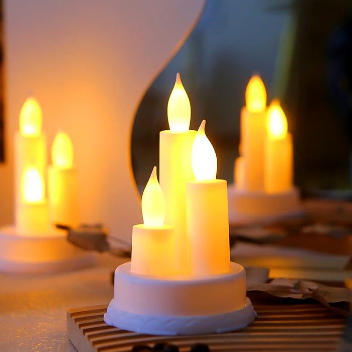 Oblivion LED Taper Candles | Flickering Flameless Candles in Warm White | Realistic & Battery Operated LED Candle | Electric Fake Candles | Tea Light Decorate for Diwali, Christmas (Pack of 1pc) 2