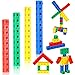 Set di 40 Cubi Matematici di Plastica Kit di Cubetti di Collegamento Blocchi Impilabili di Matematica in 4 Colori Giocattoli da Costruzioni Giochi per Bambini Scuola Math Cube per Learning