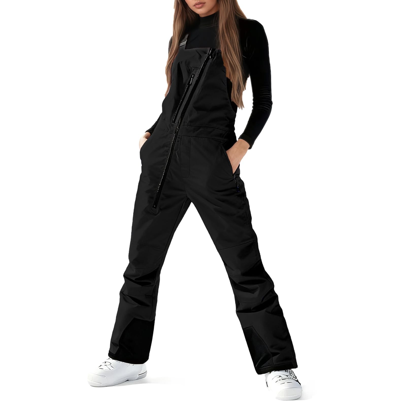 Snowboardhose Damen Latzhose Wasserdicht Baggy Skihose Hosenträger Warm Schneehose Damen Winter Gefüttert Skianzug Overall Outdoor Ski hosen für Frauen Latz Verstellbar Skioverall Reißverschluss