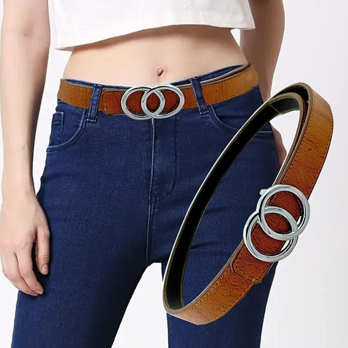 Generic Women Soft PU Leather Belt Jeans Belt Waist Belts for Jeans Dress, Women's Belts for Casual Formal Dresses Tank top Tunic and Loose Fit Shirt, Black/Brown