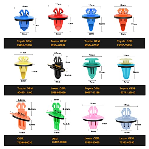 Gooacc 420Pcs Fender Moulding Clips Assortment Kit With Sealer Door Trim Panel Retainer For Toyota Lexus 12 Most Popular Sizes With Car Trim Removal Tool Plastic Cable Ties #TOP1