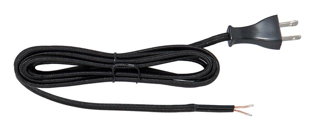 B&P Lamp® Black Rayon Covered Parallel Cord Set, 8 Feet Long
