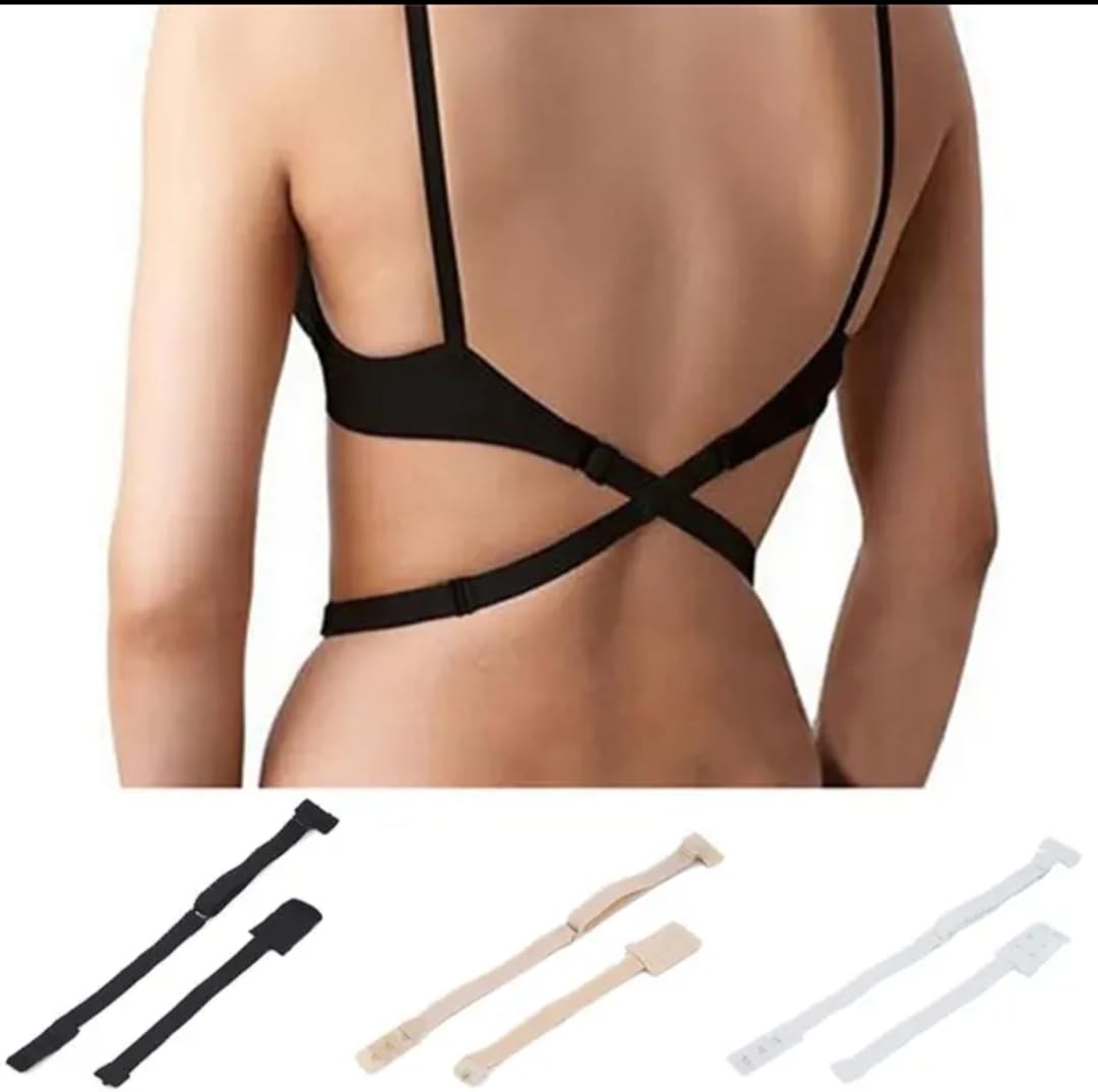 Women’s Low Back Adjustable Bra Strap Converter & Extender with 2 & 3 Hooks [Black, White, Beige] (3pcs Pack)-image-46