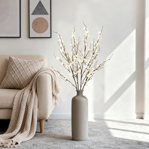 4Pcs Cherry Blossom Branches Artificial Flowers for Spring Summer Indoor Decoration,Faux Long Stem Artificial Flowers for Wedding Home Office Bedroom Party Table Centerpieces Decor(White) - Image 6