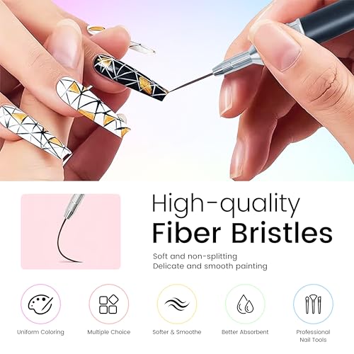 Image of Gel Polishing Nail Liner Brush 5pcs Of Painting Art Nail Liner Brush Outline Beautiful Patterns.