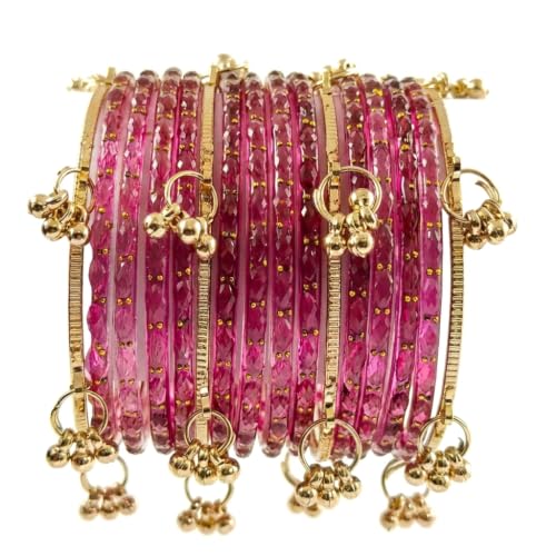 Nakabh Kashmiri Ghangharoo Glass Bangles Set for Women Pack of 16 - Image 2